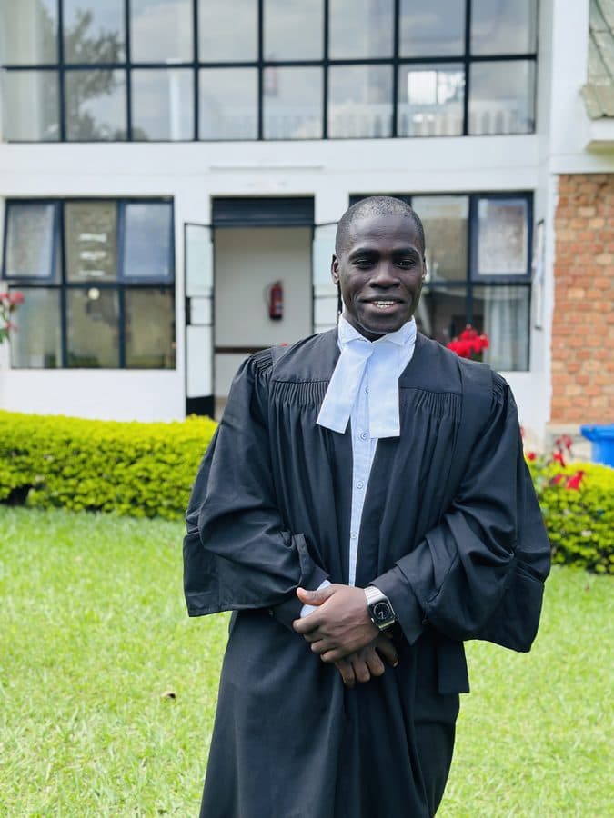 A lawyer in advocate's robes at a Bar Course ceremony